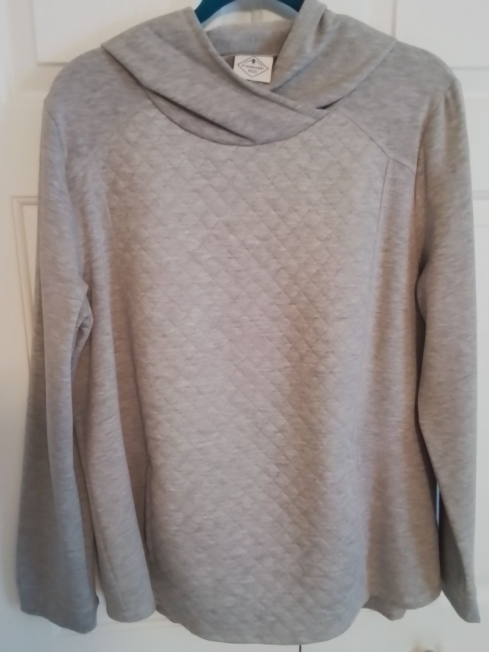 St. John's Bay Quilted Hooded Pullover - Light Gray